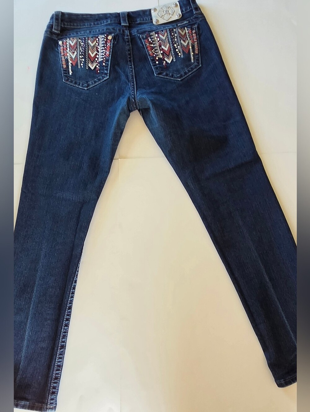 Miss Me Mid Rise Southwestern Embroidered Boho Jeans Womens Inseam 33 E8175ES2L